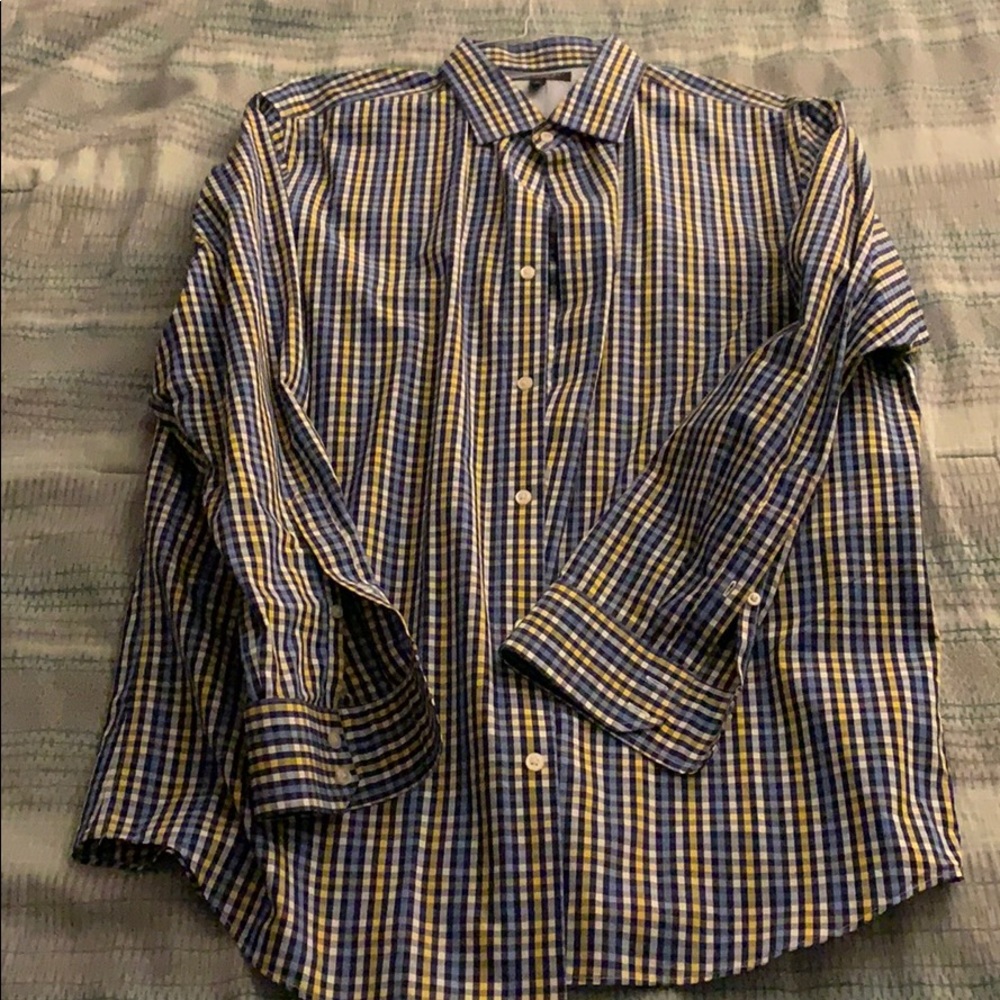 Banana republic blue and yellow gingham shirt